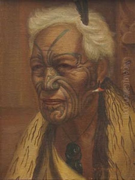 Portrait Of Maori Chieftain Oil Painting by Vera Cummings