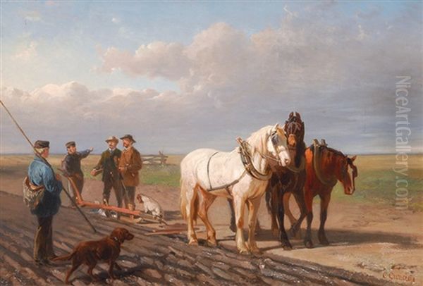 Hunters Asking For Directions Oil Painting by Conradyn Cunaeus