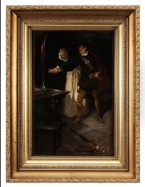 Spanish Cavalier And A Monk Oil Painting by Nell Marion (nee Tenison) Cuneo