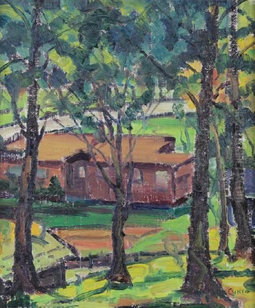 House Viewed Through Trees Oil Painting by Rinaldo Cuneo