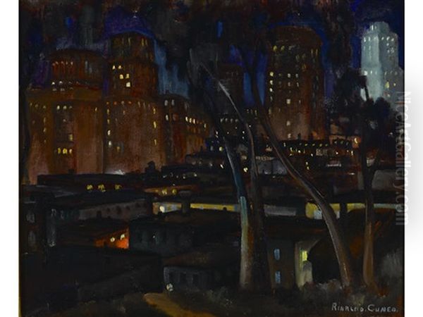 The City At Night Oil Painting by Rinaldo Cuneo