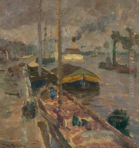 Schiffe Im Hafen Oil Painting by Otto Antoine