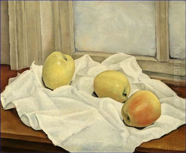 Still Life - Yellow Apples Oil Painting by Rinaldo Cuneo