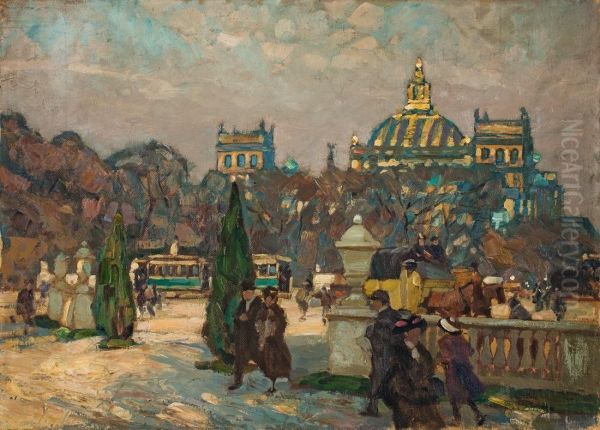 Vor Dem Reichstag In Berlin Oil Painting by Otto Antoine