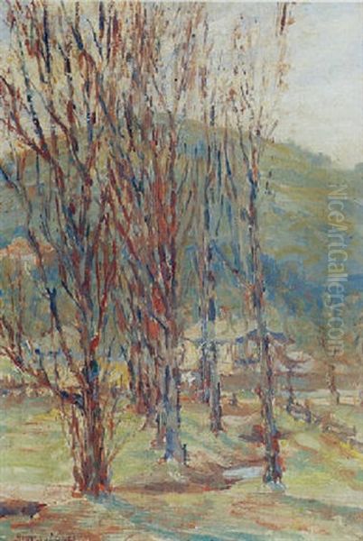 Trees Near A Ranch Oil Painting by Rinaldo Cuneo