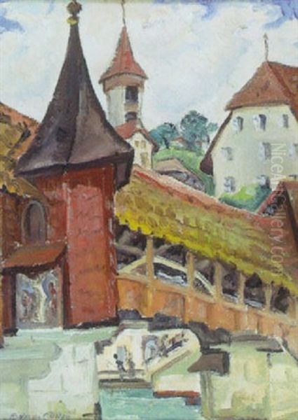 Bavarian Village Scene Oil Painting by Rinaldo Cuneo