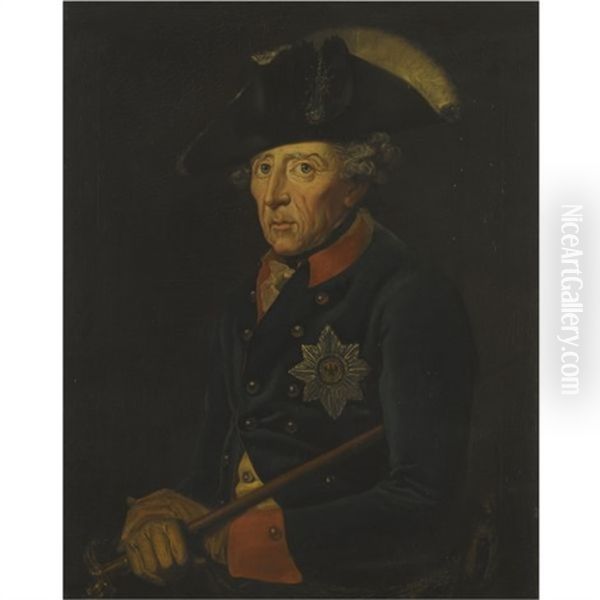 Portrait Of Frederick The Great (1712-1786), Wearing The Prussian Order Of The Black Eagle Oil Painting by Edward Francis Cunningham