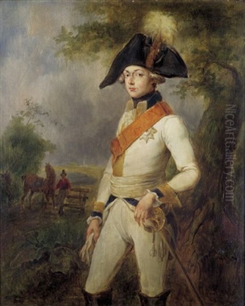 Bildnis Prinz Friedrich Ludwig Karl Von Preussen Oil Painting by Edward Francis Cunningham