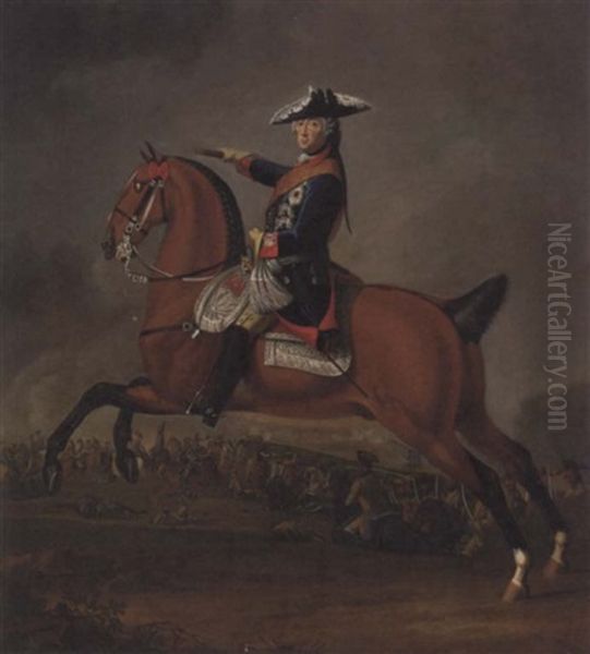 An Equestrian Portrait Of Frederick Ii Of Prussia Oil Painting by Edward Francis Cunningham