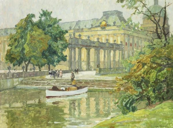 Sommerliche Idylle Am Potsdamer Stadtschloss Oil Painting by Otto Antoine