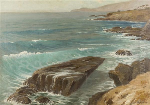 Driping [sic] Rock, Arch Beach, Cal Oil Painting by Frank William Cuprien