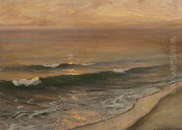 A Laguna Sunset, Or Low Tide Oil Painting by Frank William Cuprien