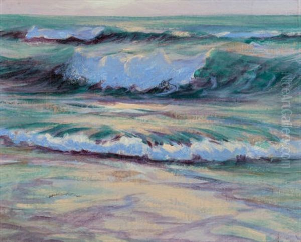 Blue Surf Oil Painting by Frank William Cuprien