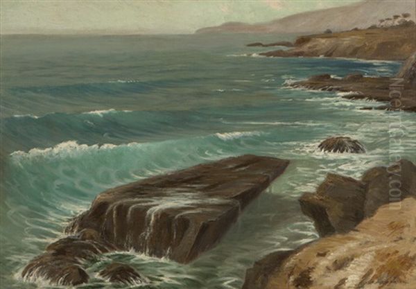 Driping [sic] Rock, Arch Beach, Cal Oil Painting by Frank William Cuprien