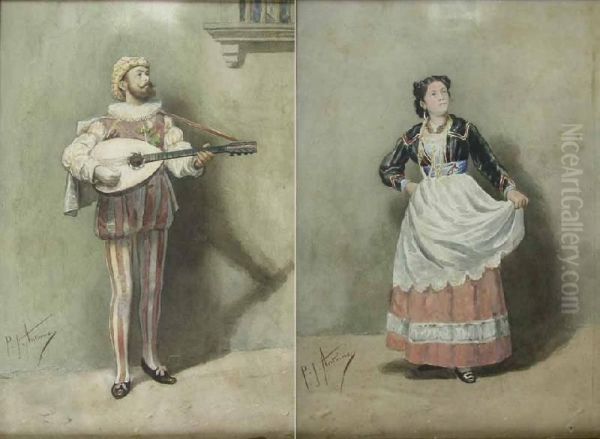 Dancer And Musician Oil Painting by Pierre Joseph Antoine