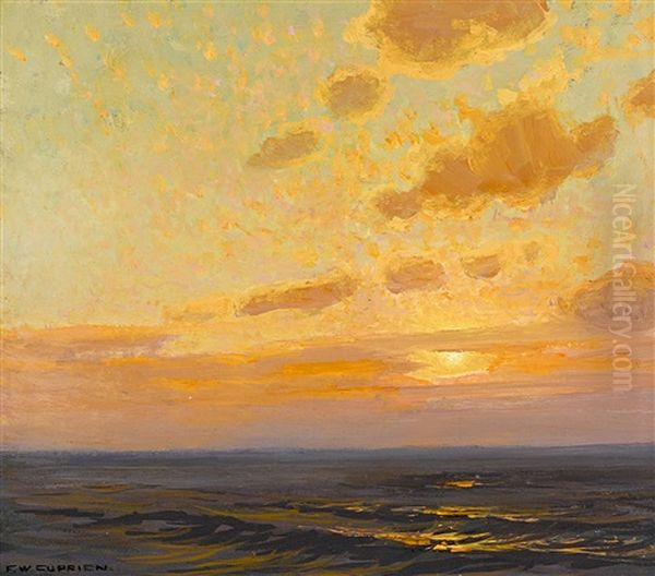 Sunset Oil Painting by Frank William Cuprien