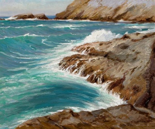 The In Rush, Laguna Beach Oil Painting by Frank William Cuprien