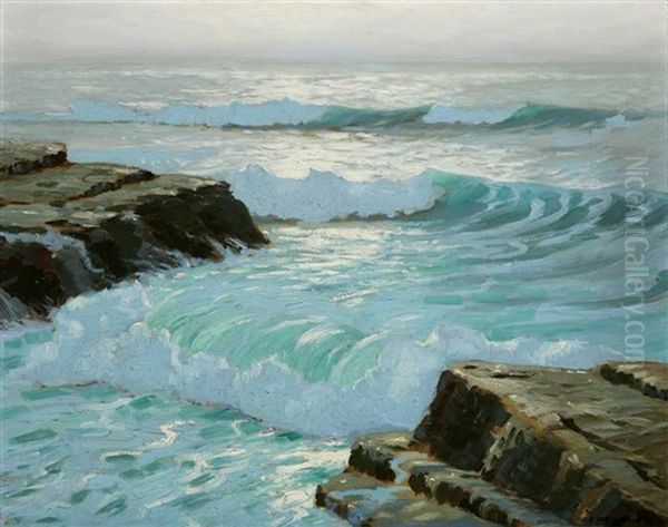 The Playfulness Of The Waves Oil Painting by Frank William Cuprien