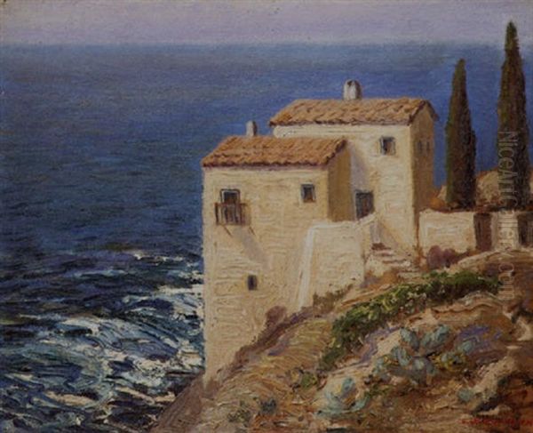 Villa By The Sea Oil Painting by Frank William Cuprien