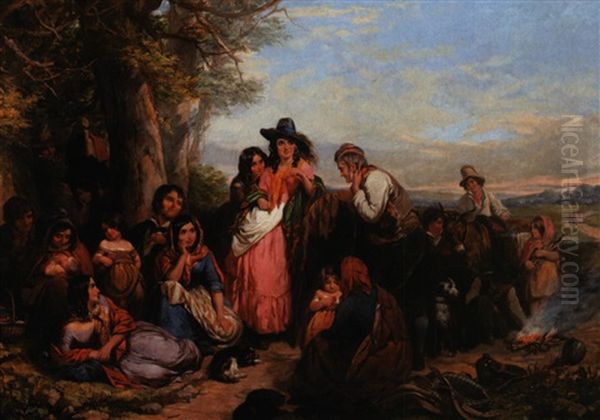 The Gypsy Encampment Oil Painting by James Curnock