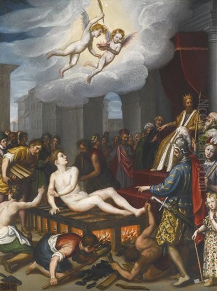 Martyrdom Of St. Lawrence Oil Painting by Francesco Curradi