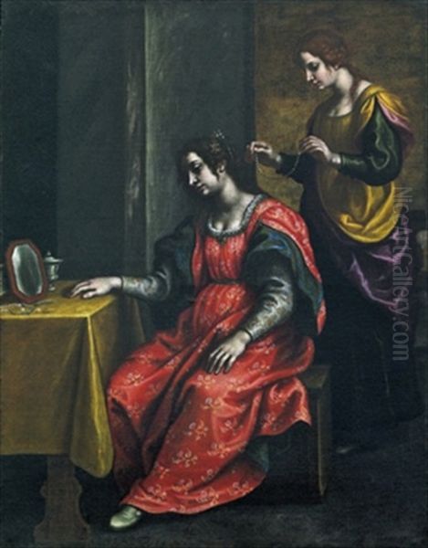 Marta E Sua Sorella, La Maddalena Pentita Oil Painting by Francesco Curradi