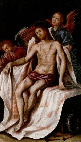 Christ Raised From The Tomb By Angels Oil Painting by Francesco Curradi