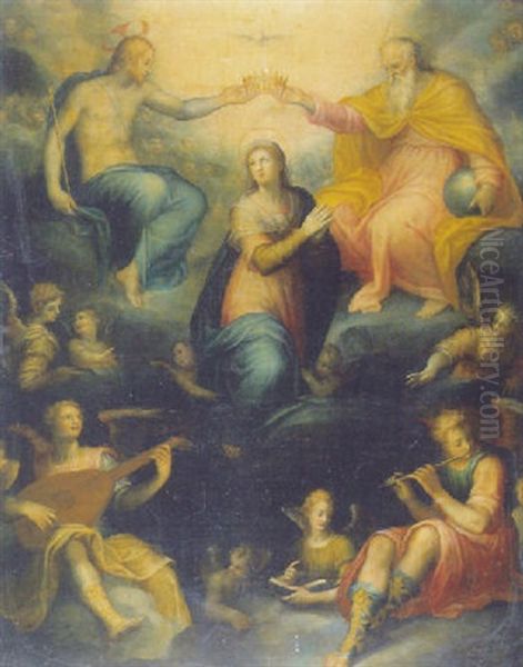 La Vergine Incoronata Dalla Trinita In Coro D'angeli Oil Painting by Francesco Curradi