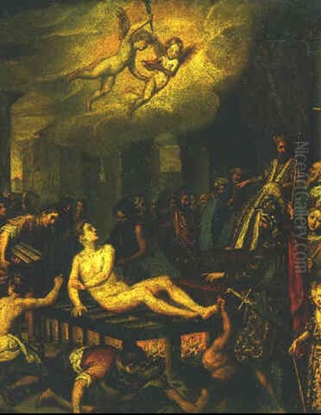 Martyrdom Of Saint Lawrence Oil Painting by Francesco Curradi