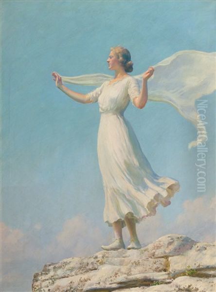 The South Wind (breezy Day) Oil Painting by Charles Courtney Curran