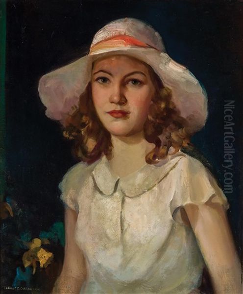 Young Woman In White Oil Painting by Charles Courtney Curran