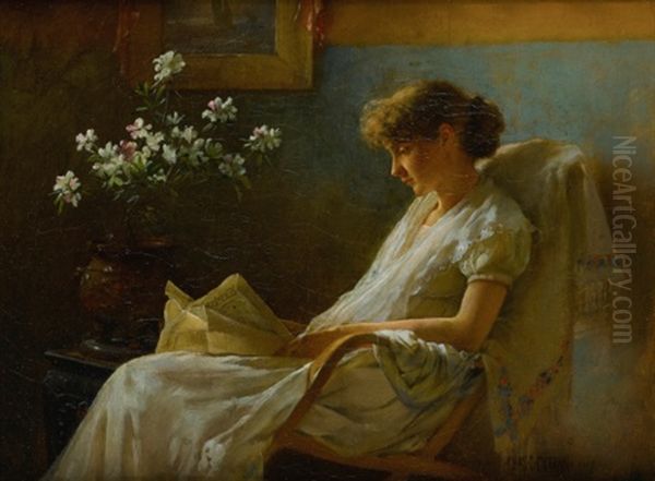 A Comfortable Corner Oil Painting by Charles Courtney Curran