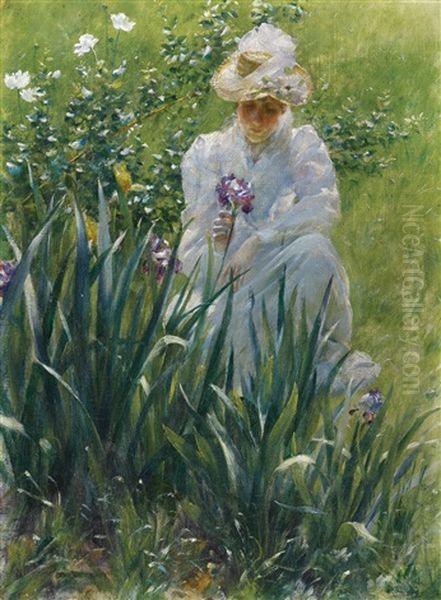 The Iris Bed Oil Painting by Charles Courtney Curran