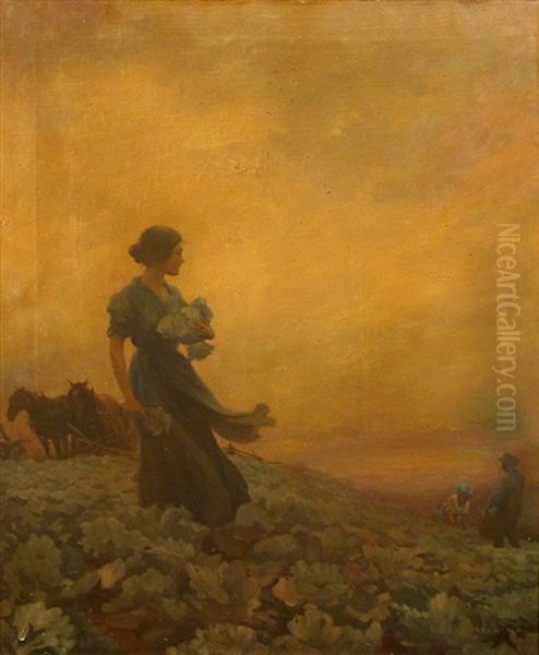 The Cabbage Field Oil Painting by Charles Courtney Curran