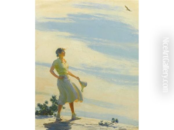 Sunshine On The Cliff Oil Painting by Charles Courtney Curran