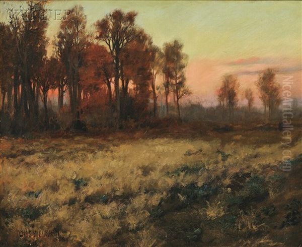 Autumn Landscape At Dusk Oil Painting by Charles Courtney Curran