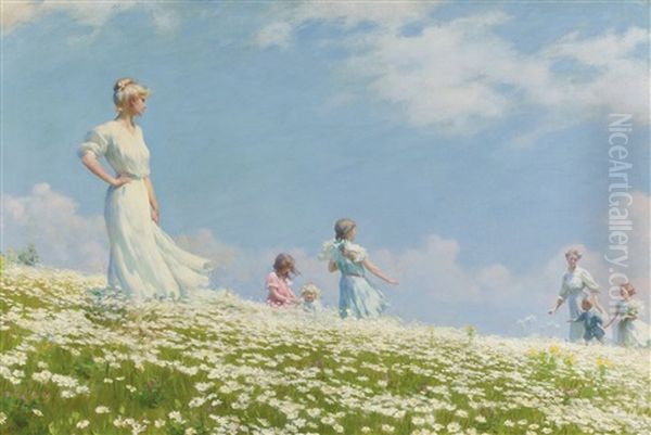 Summer Oil Painting by Charles Courtney Curran