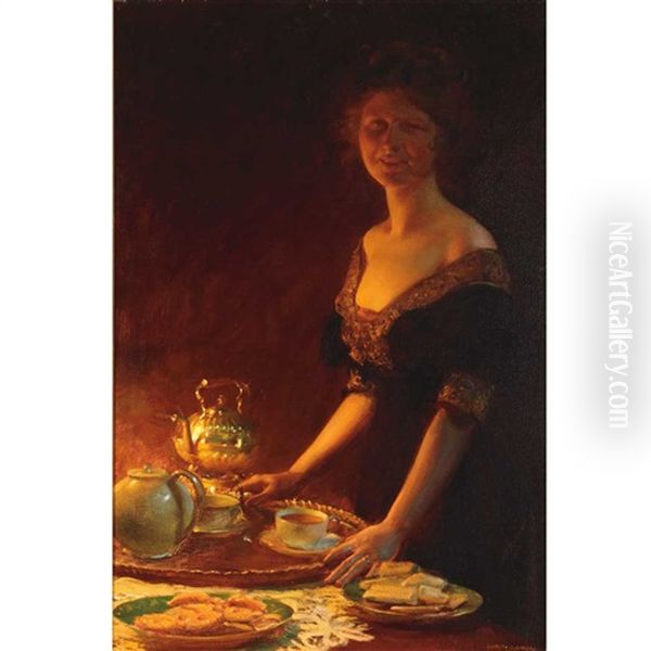 Tea Time Oil Painting by Charles Courtney Curran