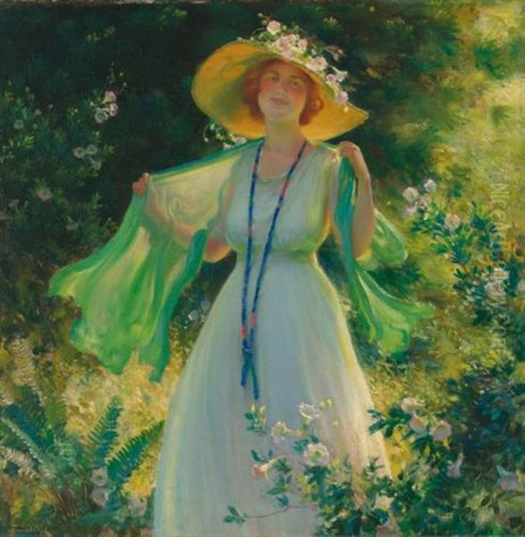 Path Of Flowers Oil Painting by Charles Courtney Curran