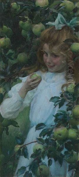 In The Orchard Oil Painting by Charles Courtney Curran