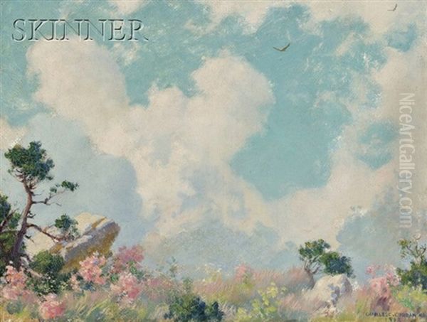 Wild Azalias On The Mountain Top Oil Painting by Charles Courtney Curran