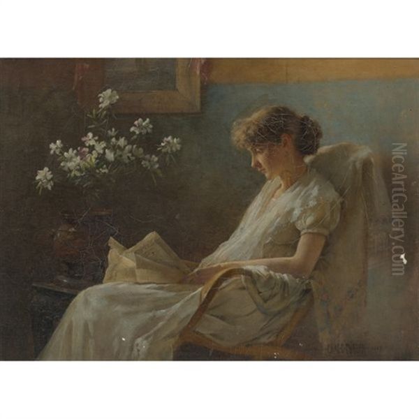 A Comfortable Corner Oil Painting by Charles Courtney Curran