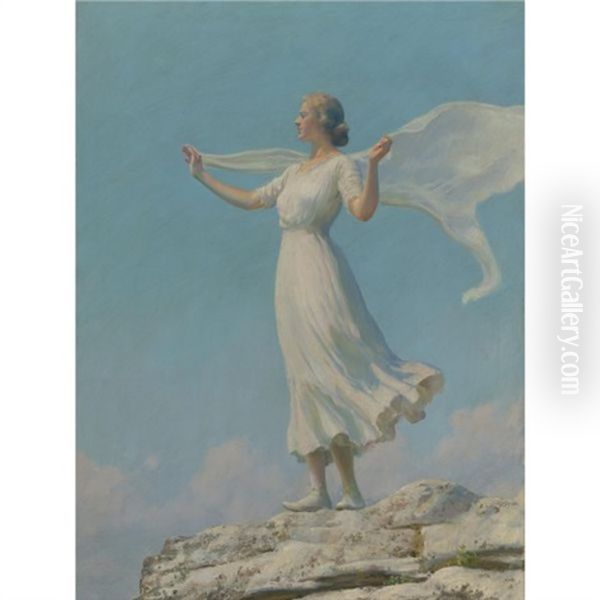 The South Wind (the Breezy Day) Oil Painting by Charles Courtney Curran