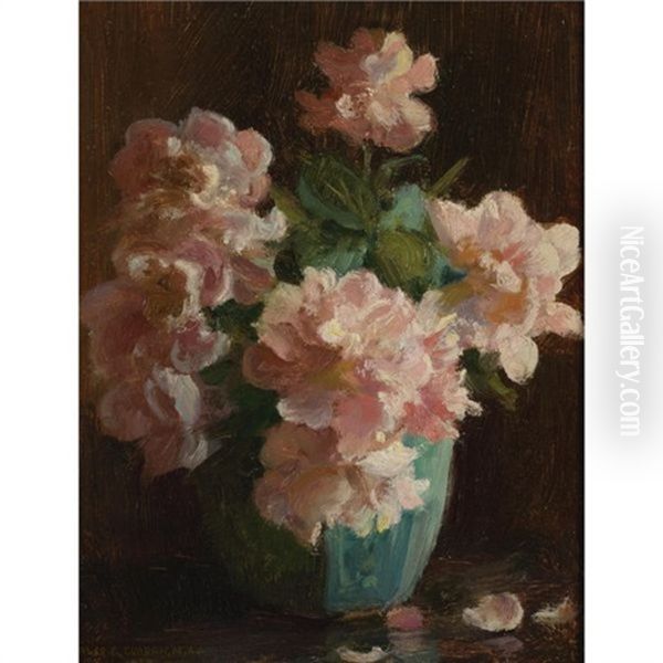 Pink Roses Oil Painting by Charles Courtney Curran