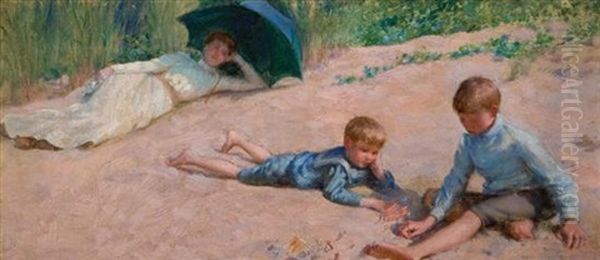 A Day At The Beach Oil Painting by Charles Courtney Curran