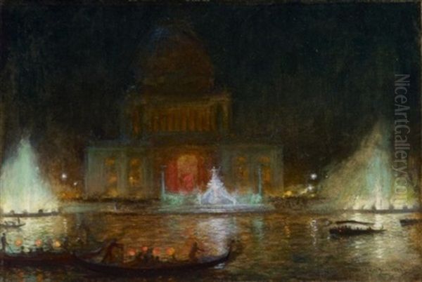 Administration Building Of Columbian Exposition Of Chicago At Night Oil Painting by Charles Courtney Curran