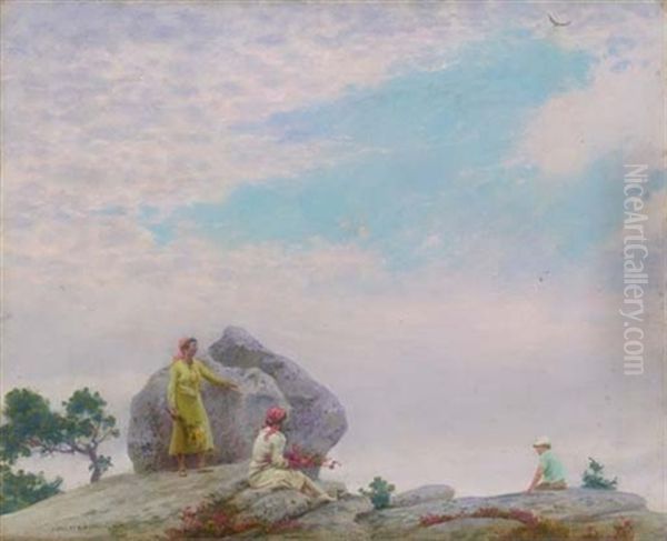 Gray Day On The Cliff Oil Painting by Charles Courtney Curran