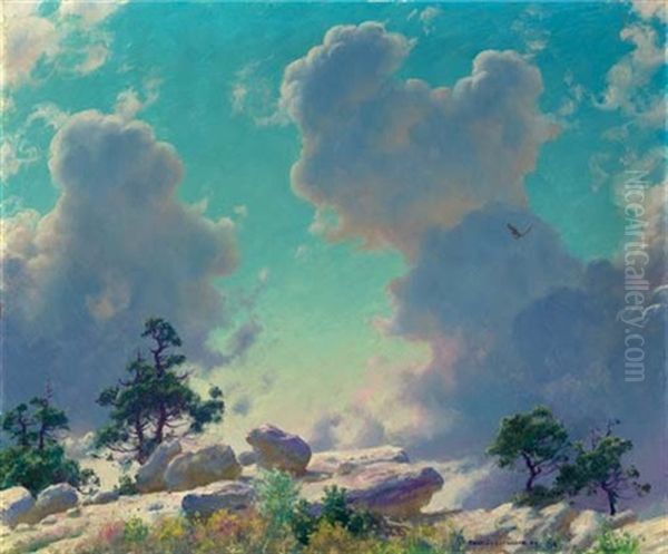 Clouds Over A Mountain Top Oil Painting by Charles Courtney Curran