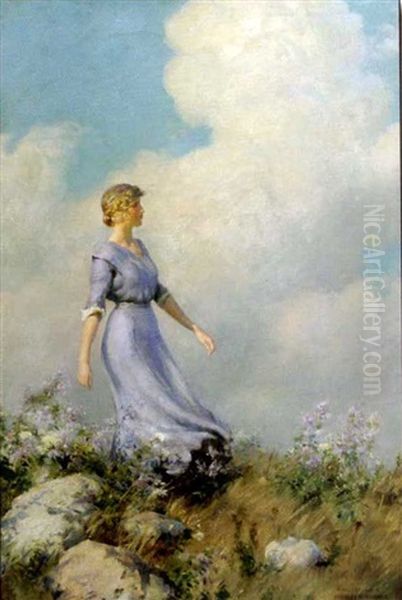 A Hilltop Walk Oil Painting by Charles Courtney Curran