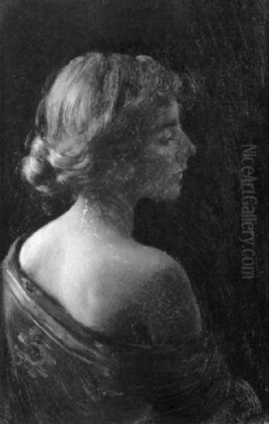 An Elegant Woman In Profile Oil Painting by Charles Courtney Curran